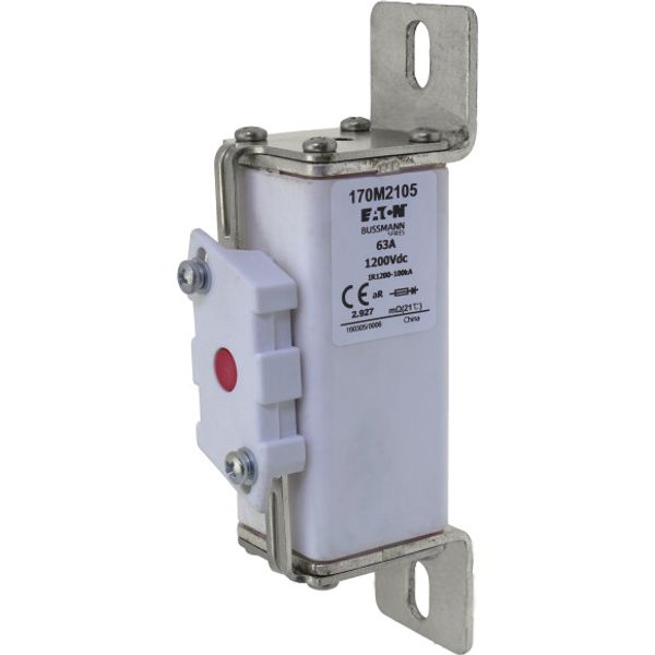 Fuse-link, high speed, 63 A, DC 1200 V, compact size 1, 39 x 66 x 164 mm, aR, IEC, single indicator image 6