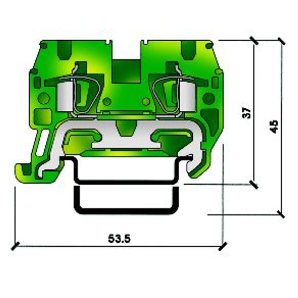 Spring clamp terminal HTE.2 green/yellow, 2.5 mmý image 1