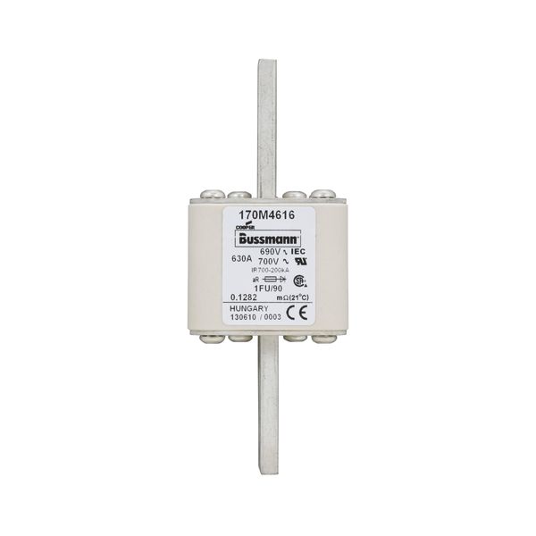 Fuse-link, high speed, 630 A, AC 690 V, size 1, 53 x 69 x 136 mm, aR, IEC, UL, no indicator, 90 mm centers image 14