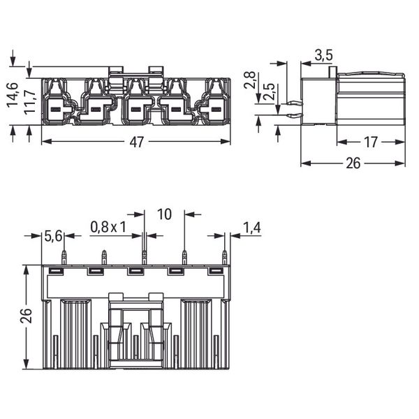 Plug for PCBs straight 5-pole black image 5