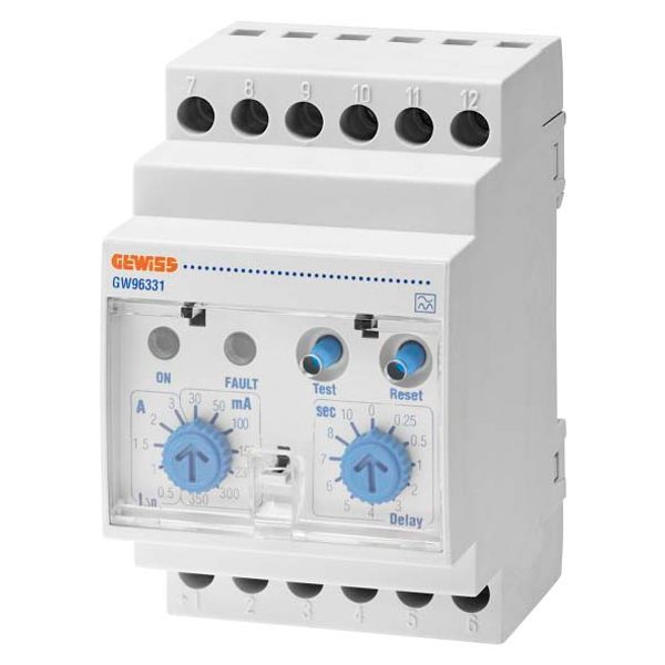 RESIDUAL CURRENT RELAY WITH SEPARATE TOROID - 230V ac - TYPE A - 3 MODULES image 2