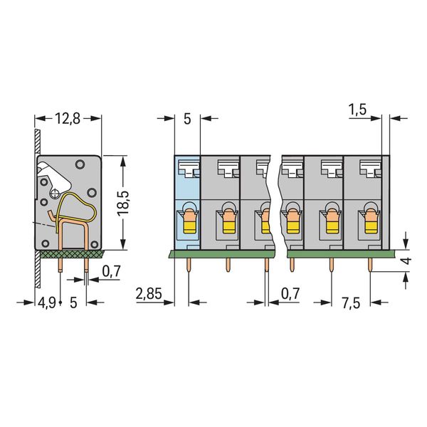 PCB terminal block push-button 2.5 mm² gray image 2