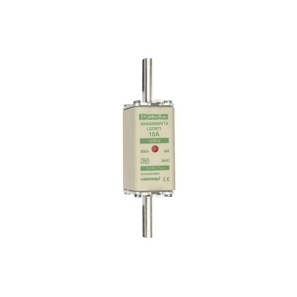 Fuse-link NH0 aM 690VAC 10A live tags Double indicator image 1