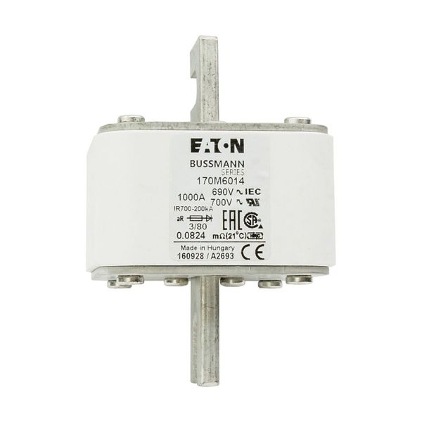 Fuse-link, high speed, 1000 A, AC 690 V, DIN 3, 76 x 76 x 109 mm, aR, DIN, IEC, single indicator image 6