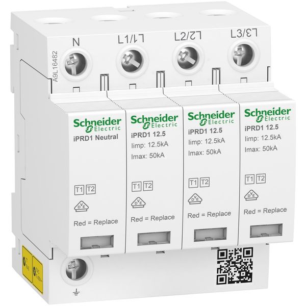 Modular surge arrester, Acti9 iPRD1 12.5, 3 P + N, 350 V, with remote transfert image 2