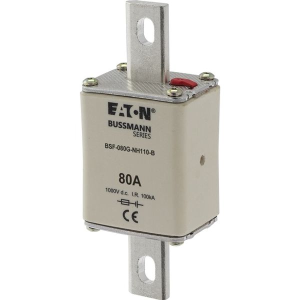 Fuse-link, high speed, 80 A, DC 1000 V, NH1, 40 x 53 x 135 mm, gBat, IEC, bolted connection image 1