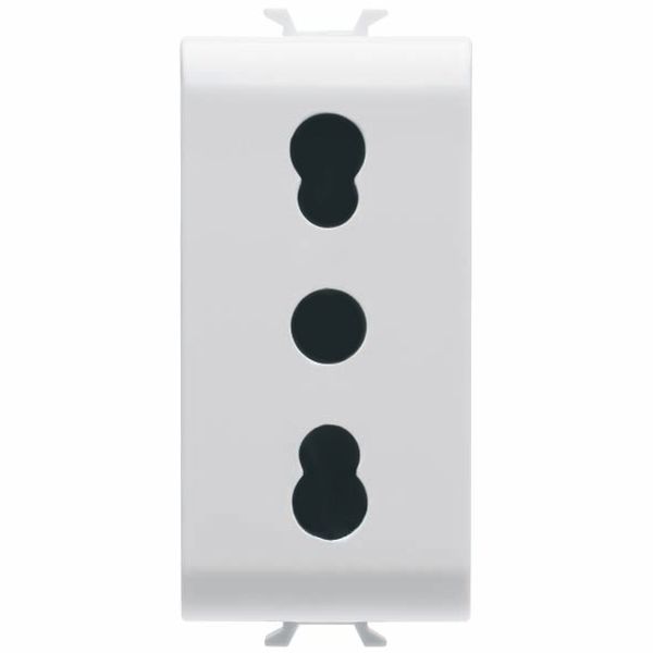 ITALIAN STANDARD SOCKET-OUTLET 250V ac - 2P+E 16A DUAL AMPERAGE - P11- P17 - 1 MODULE - GLOSSY WHITE - CHORUSMART image 2