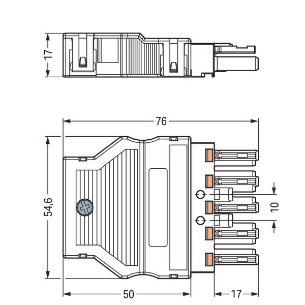 Plug with strain relief housing 5-pole black image 3