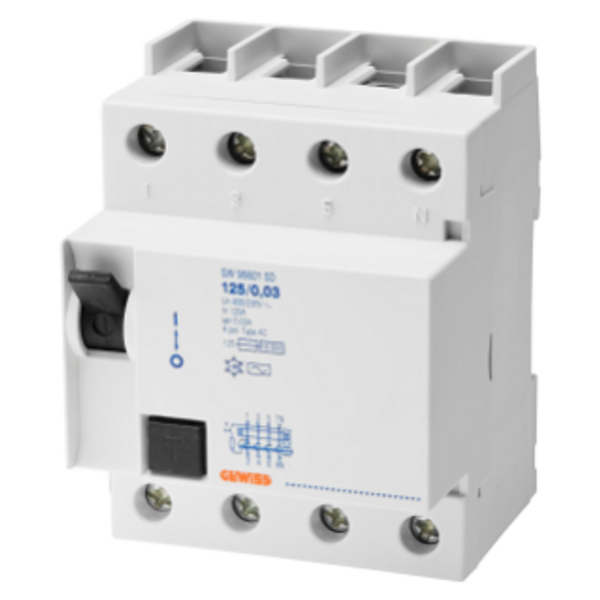 RESIDUAL CURRENT CIRCUIT BREAKER - IDP - 4P 125A TYPE AC INSTANTANEOUS Idn=0,5A - 4 MODULES image 1