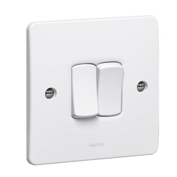 Synergy™ - Single pole switch - 2 gang - 2 way - 10 AX 250 V~ - White image 1