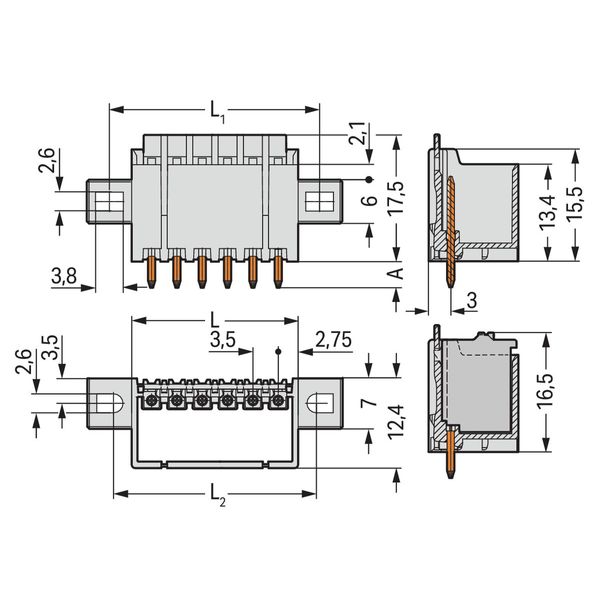 2091-1402/005-000 THT male header; 1.0 mm Ø solder pin; straight image 3