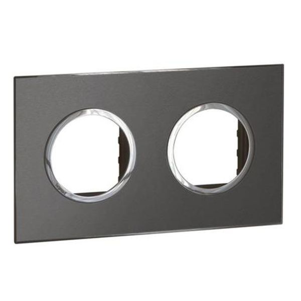 Arteor™ - Italian / US standard plate round version 4 modules - Brushed Metal - Black image 1