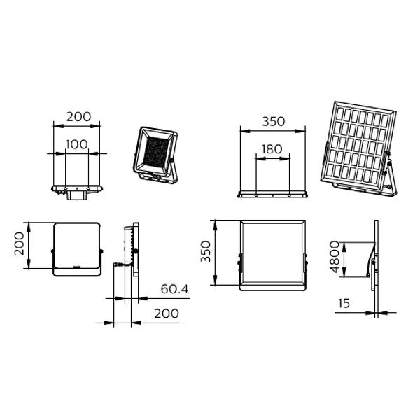 Ledinaire Floodlights Solar, 13 W, 1690 lm, 3000 K, CRI80, IR remote, Symmetrical, IP65 image 2