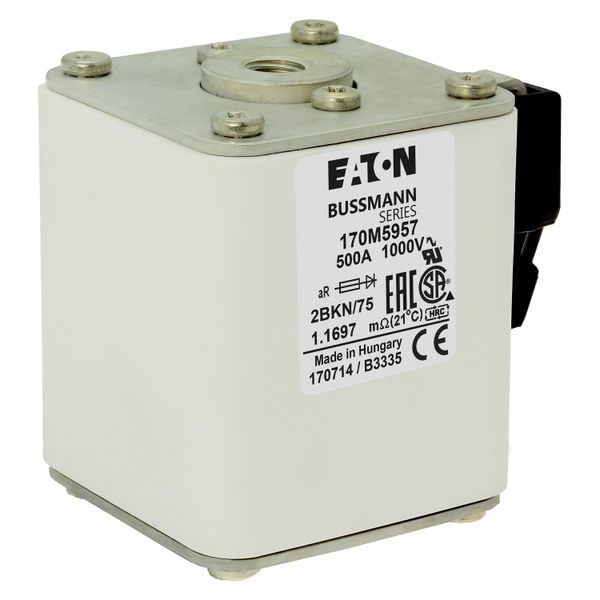 Fuse-link, high speed, 500 A, AC 1000 V, size 2, 59 x 77 x 75 mm, aR, IEC, UL, single indicator image 24