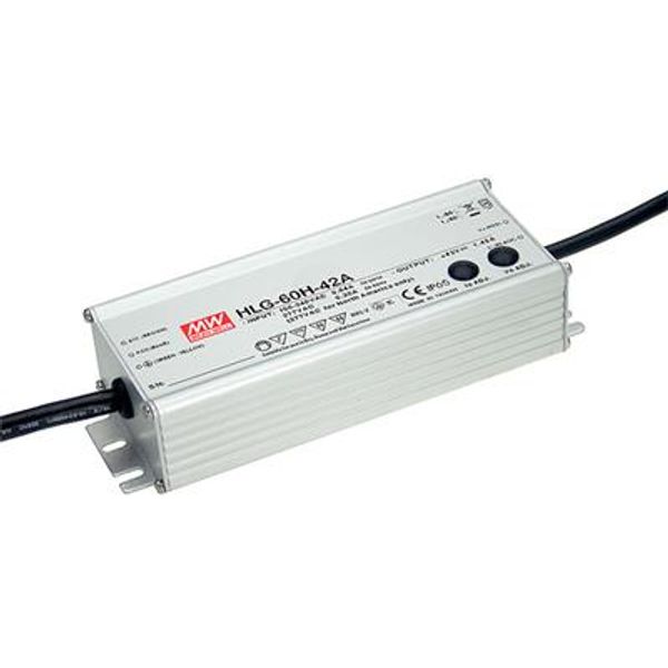 AC-DC Single output LED driver Mix mode (CV+CC) with built-in PFC; Output 24Vdc at 2.5A; IP67; Cable output; Dimming with 1-10V PWM resistance 60W image 1