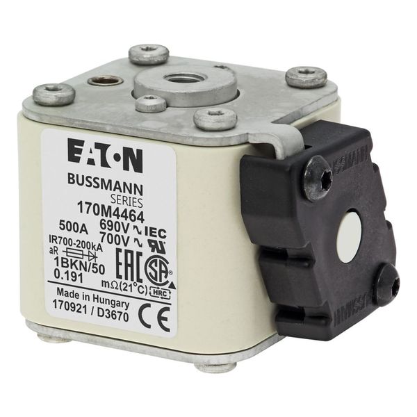 Fuse-link, high speed, 500 A, AC 690 V, size 1, 53 x 69 x 51 mm, aR, IEC, UL, type K indicator, flush end, M8 image 8