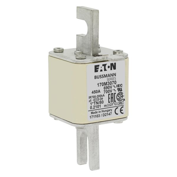 Fuse-link, high speed, 450 A, AC 690 V, compact DIN 1, 45 x 58 x 104 mm, aR, DIN, IEC, single indicator image 9