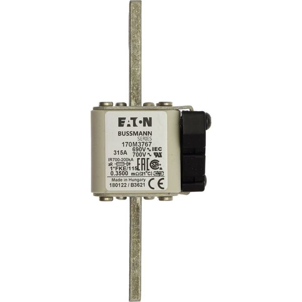 Fuse-link, high speed, 315 A, AC 690 V, compact size 1, 45 x 59 x 148 mm, aR, IEC, UL, single indicator image 4