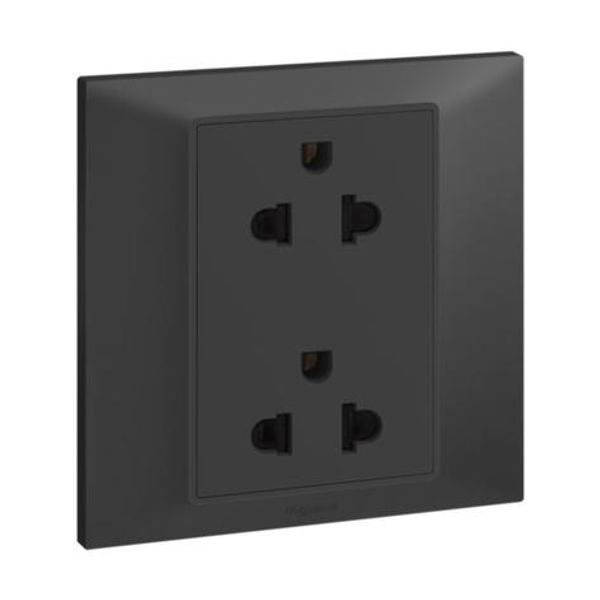 Belanko S - 1 gang 2X2P Euro/US socket outlet with earth - Anthracyte image 1