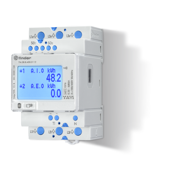 Multif.energy meter/3 ph.LCD/80A/3x230/400VAC/M-Bus+S0+IR+NFC/MID (7M.38.8.400.0312) image 2