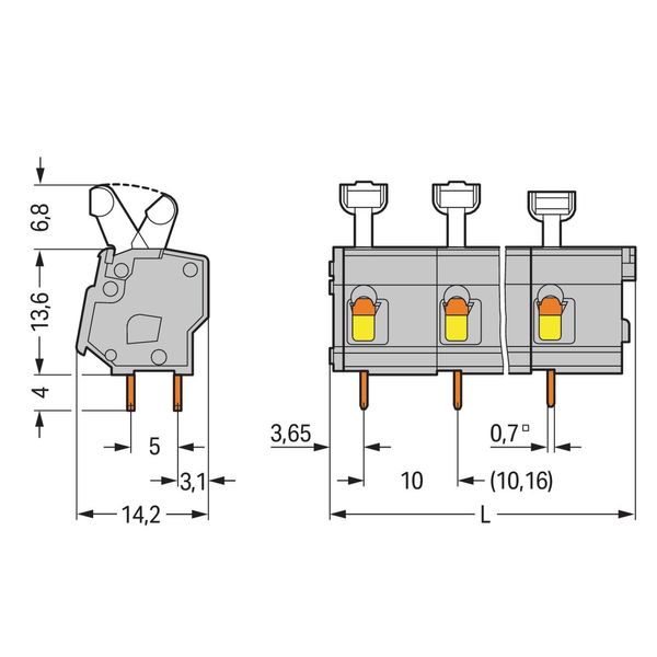 PCB terminal block push-button 2.5 mm² gray image 2