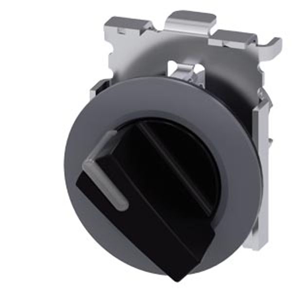 Illuminable selector switch, 30 mm, round, Metal matt, black, Selector switch short, front ring   3SU1062-2DC10-0AA0-Z X90 image 1