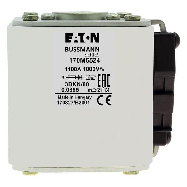 Fuse-link, high speed, 1100 A, AC 1000 V, size 3, 76 x 92 x 83 mm, aR, IEC, single indicator image 4