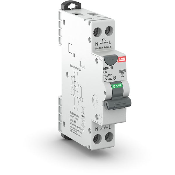 DSN201E C25 A10 Residual Current Circuit Breakers with Overcurrent Protection RCBO image 1