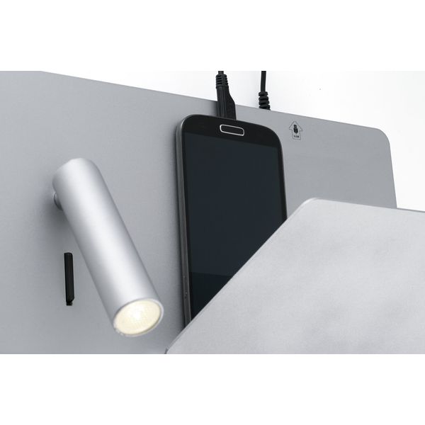 SUAU USB GREY WALL LAMP WITH LED RIGHT READER HIGH image 1