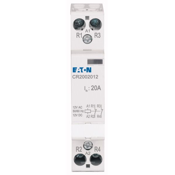 Installation contactor, 20A, 12V AC/DC, 2NC image 1