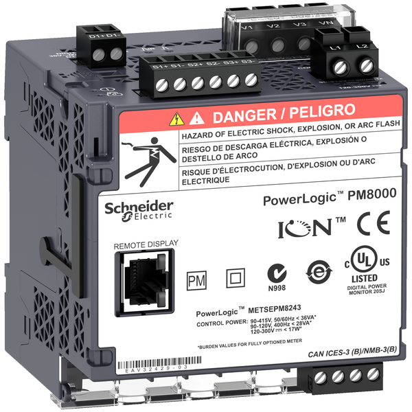 PowerLogic PM8000 - PM8213 LV DC - DIN rail mount meter - intermediate metering image 4