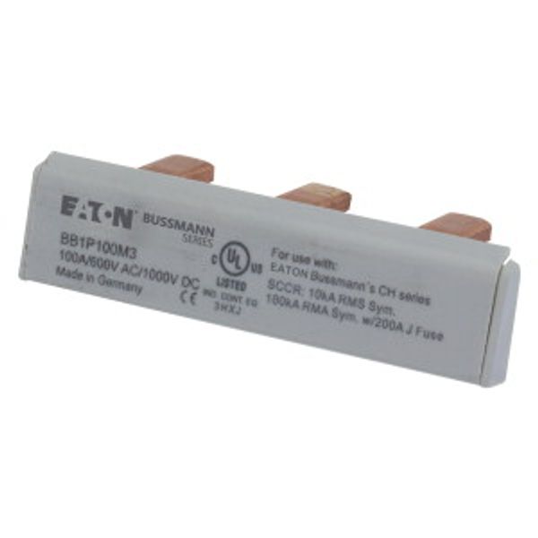 BUSBAR, low voltage, 100 A, AC 600 V, DC 1000 V, 15 x 16 x 52 mm, 3P, UL image 13