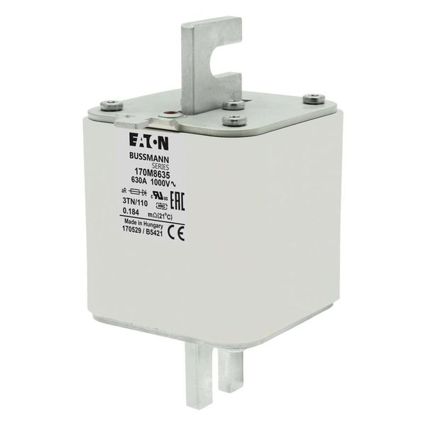 Fuse-link, high speed, 630 A, AC 1000 V, DIN 3, 74 x 90 x 139 mm, aR, DIN, IEC, single indicator image 8