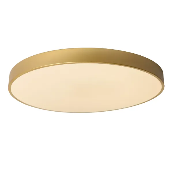 Lucide UNAR - Flush ceiling light - Ø 60 cm - LED Dim. - 1x60W 2700K - 3 StepDim - Matt Gold / Brass image 1