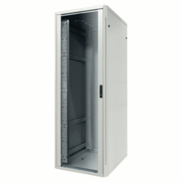 19'' FLOOR RACK CABINET - METAL - TRANSPARENT DOOR - 4 POSTS - 42U - 800X1185X800 - RAL 7035 GREY image 1