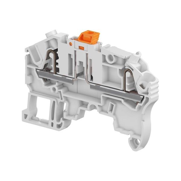 MODULAR TERMINAL BLOCKS, DISCONNECT, PI-SPRING TERMINAL BLOCK, GRAY, PRODUCT SPACING .205 IN [5.2 MM], 2 POSITION, DIN RAIL image 1