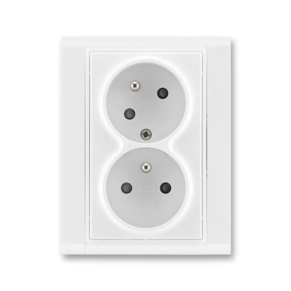 5513F-C02357 03 Double socket outlet with earthing pins, shuttered, with turned upper cavity ; 5513F-C02357 03 image 1