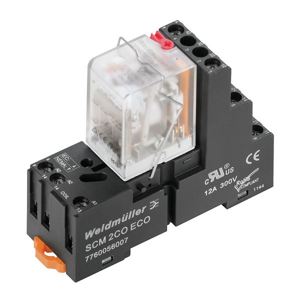 Relay module, 230 V AC, red LED, 2 CO contact (AgNi flash gold-plated) image 1