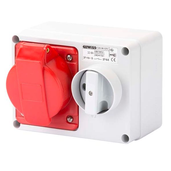 FIXED INTERLOCKED HORIZONTAL SOCKET-OUTLET - WITH BOTTOM - WITHOUT FUSE-HOLDER BASE - 3P+E 32A 380-415V - 50/60HZ 6H - IP44 image 2