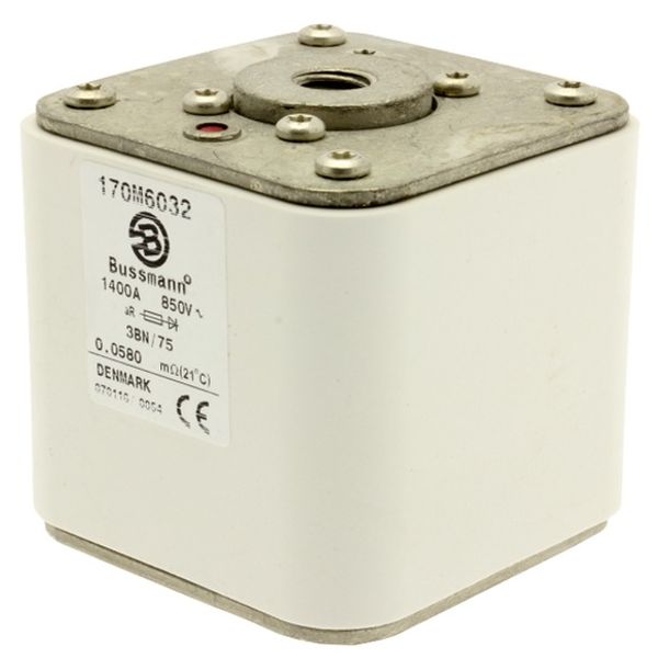 Fuse-link, high speed, 1400 A, AC 850 V, size 3, 76 x 76 x 76 mm, aR, IEC, single indicator image 3