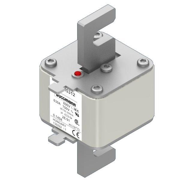 Fuse-link, high speed, 630 A, AC 690 V, size 2, 61 x 61 x 126 mm, aR, IEC, single indicator image 2