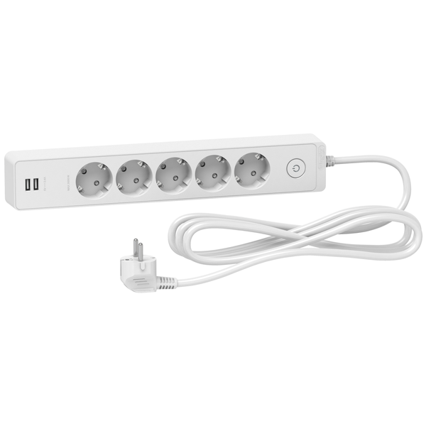 Schuko 5G TS w SW & 2 USB 3M white image 3