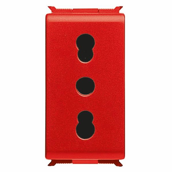 ITALIAN STANDARD SOCKET-OUTLET 250V ac - FOR DEDICATED LINES - 2P+E 16A DUAL AMPERAGE - P17-11 - 1 MODULE - RED - PLAYBUS image 2