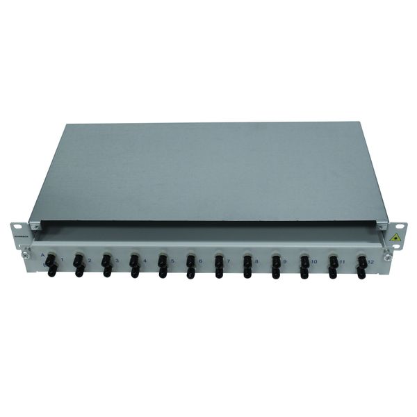 FO Patchpanel 19", 1U, sliding, for 24 fibers, ST, MM image 1