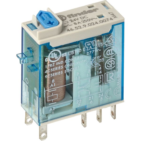 Mini.ind.relays 2CO 8A/24VDC/Agni/Test button/LED/Mech.ind. (46.52.9.024.0074) image 3