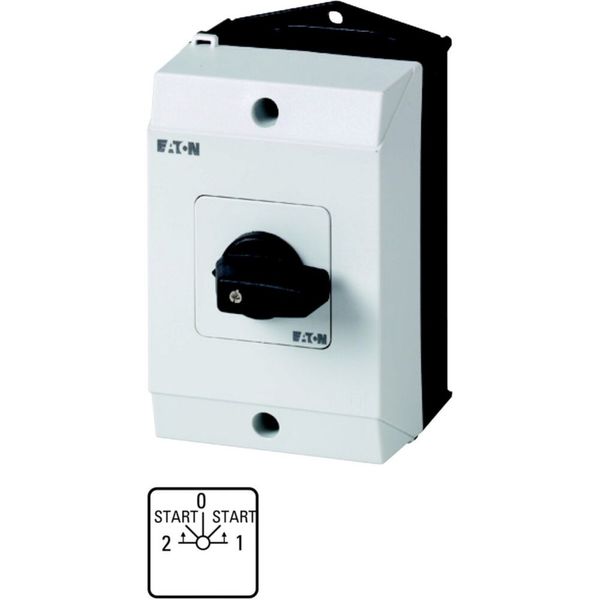 Auxiliary winding switch, T0, 20 A, surface mounting, 3 contact unit(s), Contacts: 6, 45 °, maintained, With 0 (Off) position, with spring-return from image 6