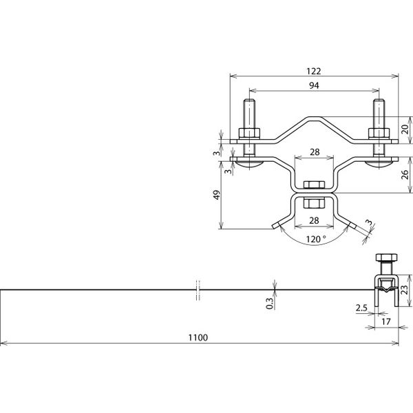 Fixing clamp for pipes D 40-50mm with tensioning strap D-300mm StSt image 2