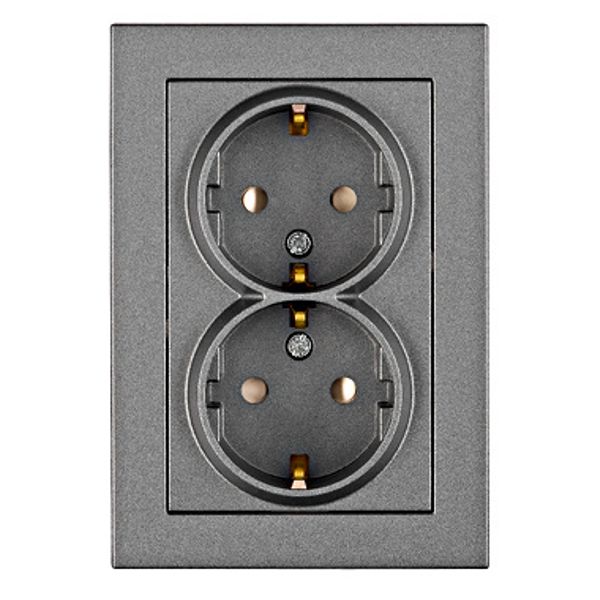 Compact socket outlet, screw clamps, anthracite image 1