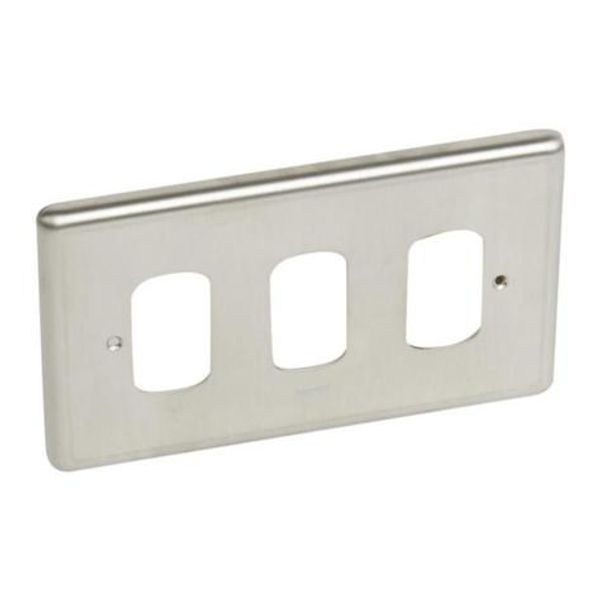 Front plate - 3 Grid module - 2 gang - Synergy™ Authentic - brushed stainless steel image 1