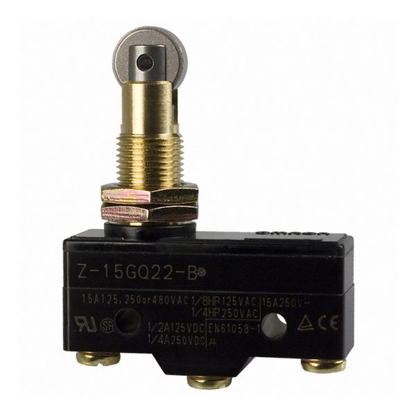 General-purpose Basic Switch, 15A, reverse short hinge roller lever image 3